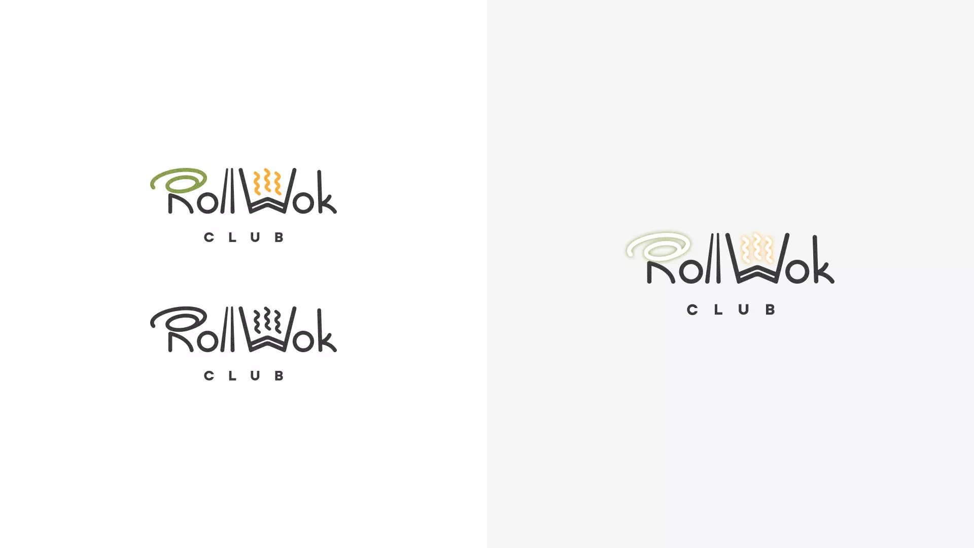 Разработка логотипа и фирменного стиля суши-бара «Roll Wok Club» в Товарково